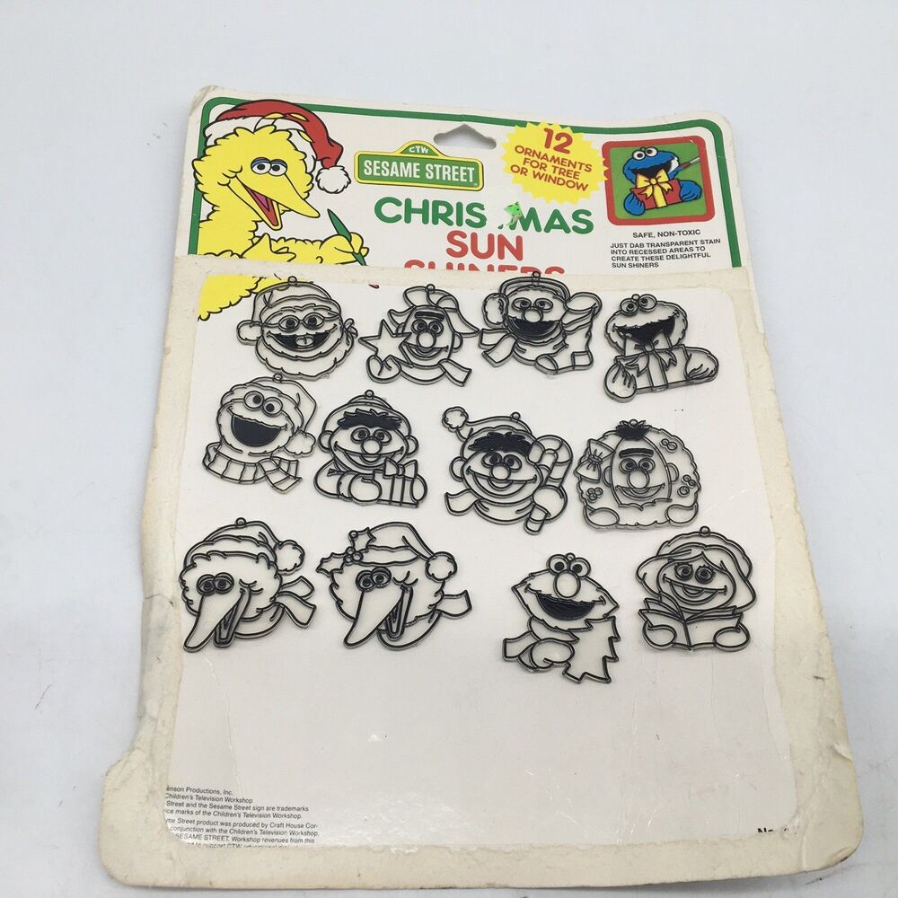 Vintage Craft House Sesame Street Paintable Christmas Sun Catcher Craft Lot 12